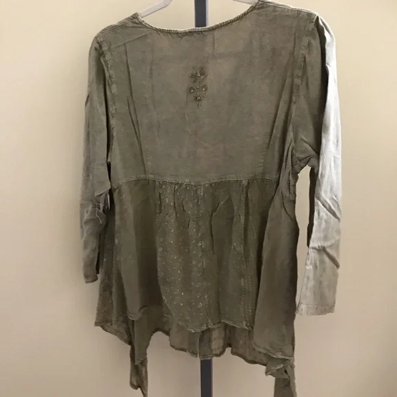 Young Threads Olive Embroidered Women's Top - Picture 2 of 8